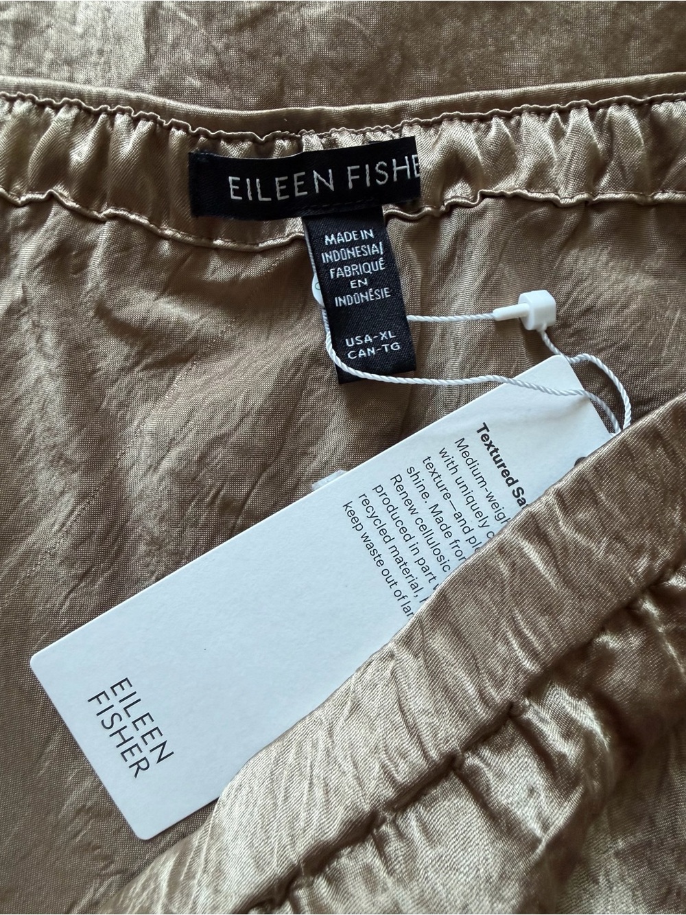 Eileen Fisher Textured Satin Slip Skirt XL Biscuit NWT - Picture 9 of 10
